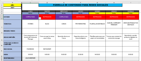 Calendario Para Redes Sociales Comienzo Digital 8628