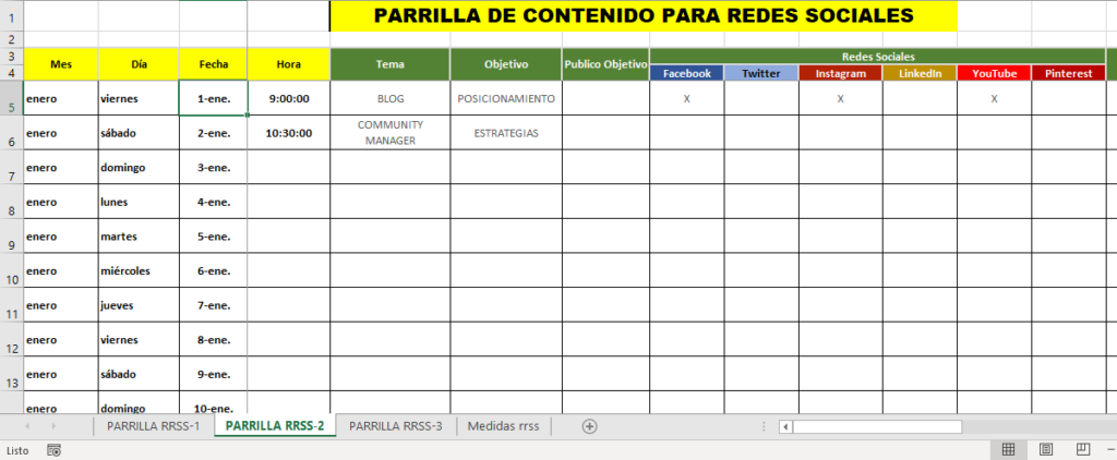 Calendario Para Redes Sociales Comienzo Digital 